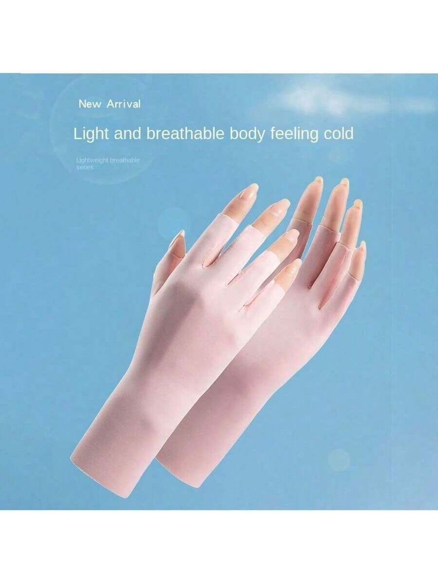 2 Pairs Sunscreen Gloves Nail Art Glove UV Protection Gloves Protector For view 5