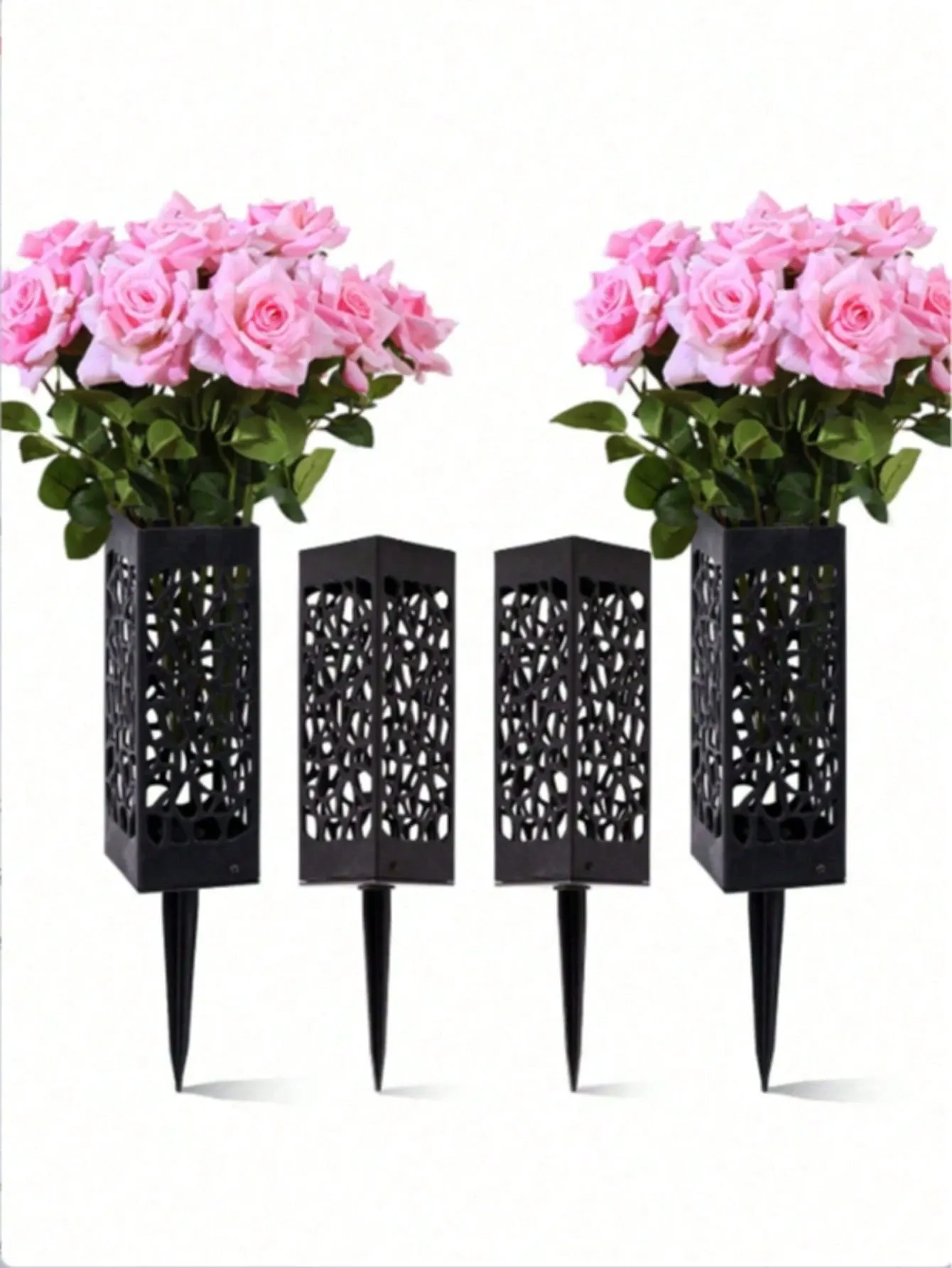4Pcs Memorial Flower Stand Grave Vases - Weather-Resistant Cemetery Flower view 2