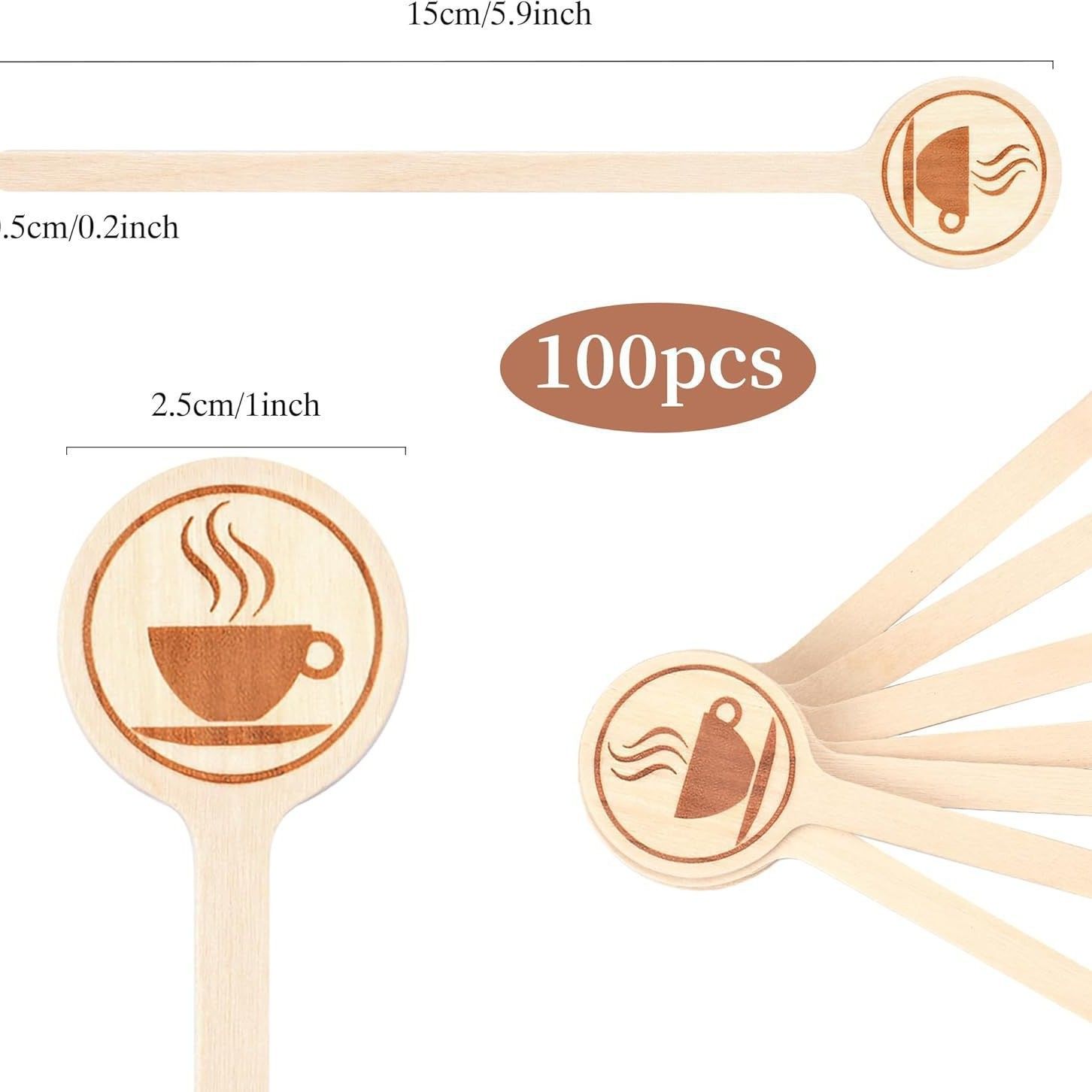 100Pcs Wooden Coffee Stirrers - 5.9" Disposable Coffee Stir Sticks For Coffee view 2