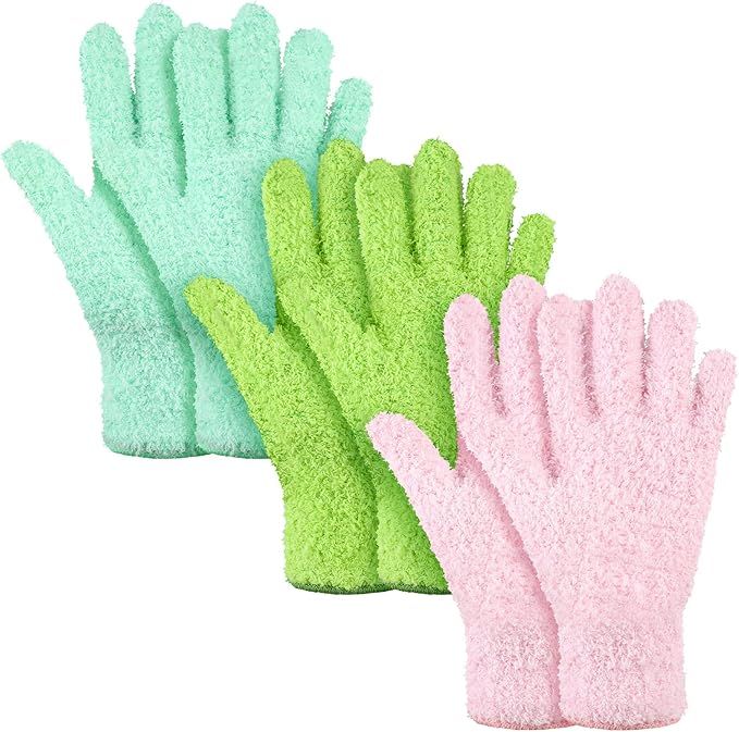 3 Pairs Microfiber Plant Dusting Gloves Leaf Cleaning Gloves for Indoor Plants
