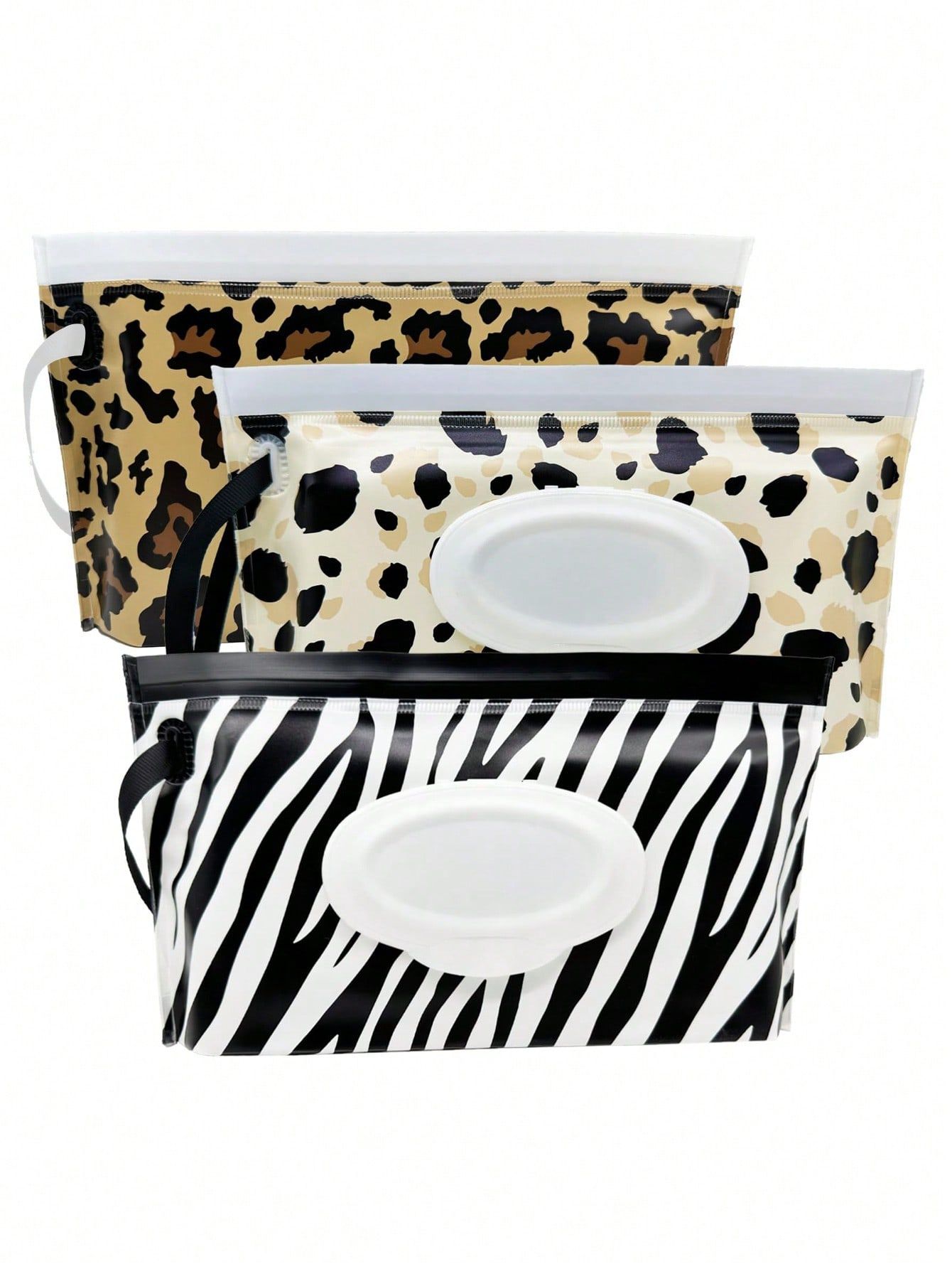 3pcs Portable Wet Wipes Bag Wet Wipes Pouch Flip Top Resealable Dispenser Bag — image 1