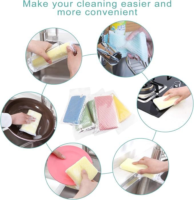 10 Pcs Kitchen Dishwashing Sponge Non Scratch Heavy Duty Scouring Pad view 4