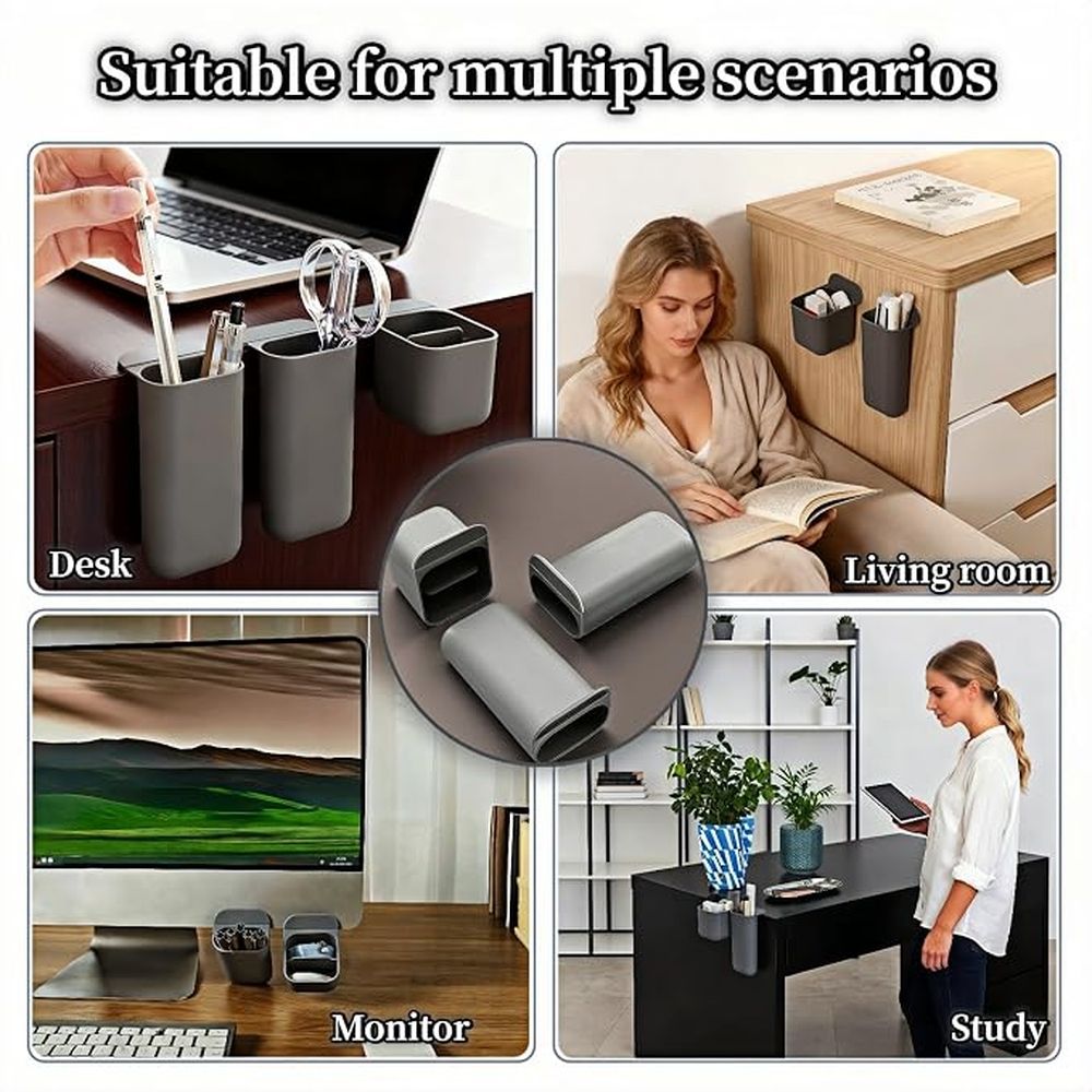Sticky Desk Organizer, 3-Pack Monitor Side Storage with Adhesive view 5