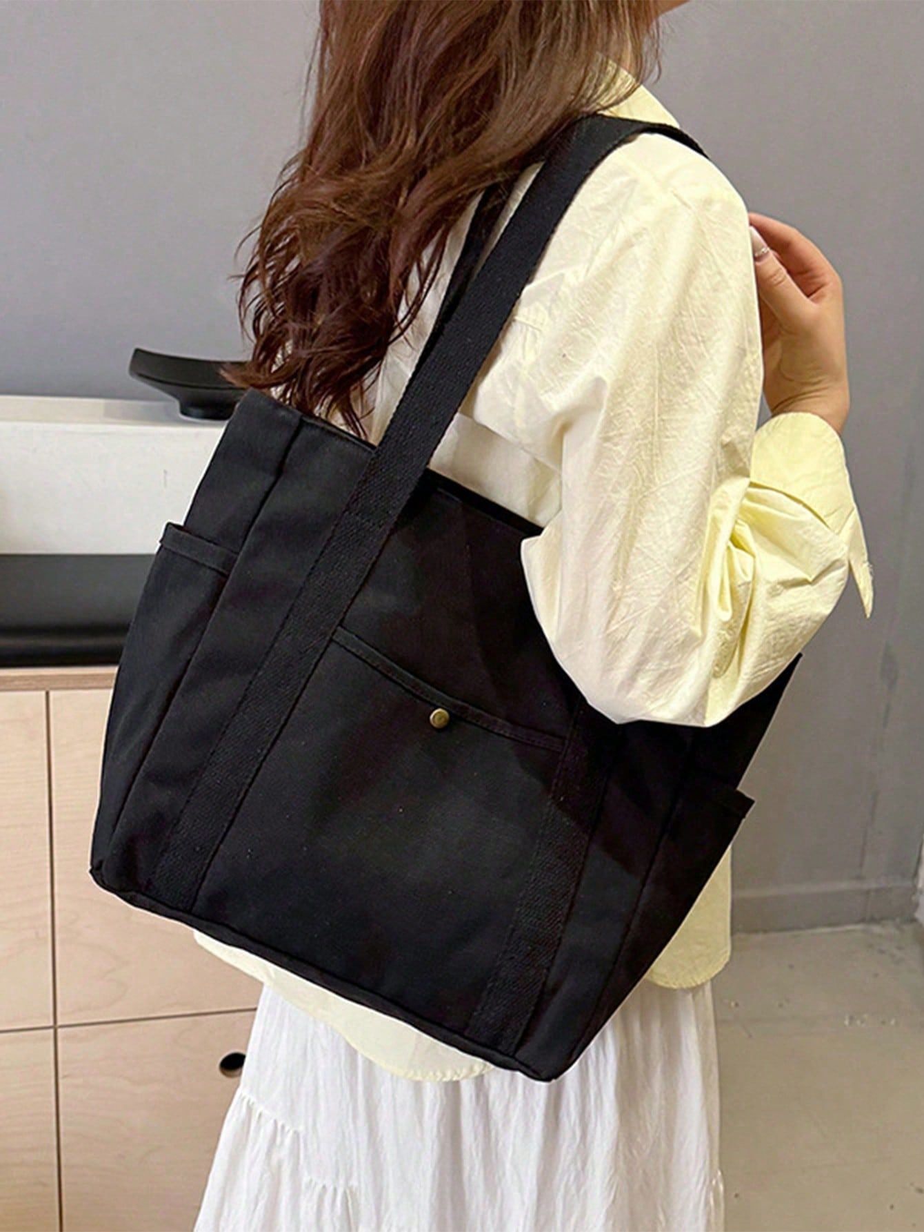 Large Capacity Canvas Tote Bag – Multi-Pocket Shoulder Bag — image 1