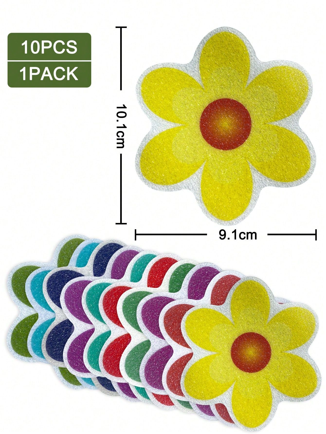10Pcs Assorted Size Flower Shaped Non-Slip Bath Tub Stickers – Decorative & view 2