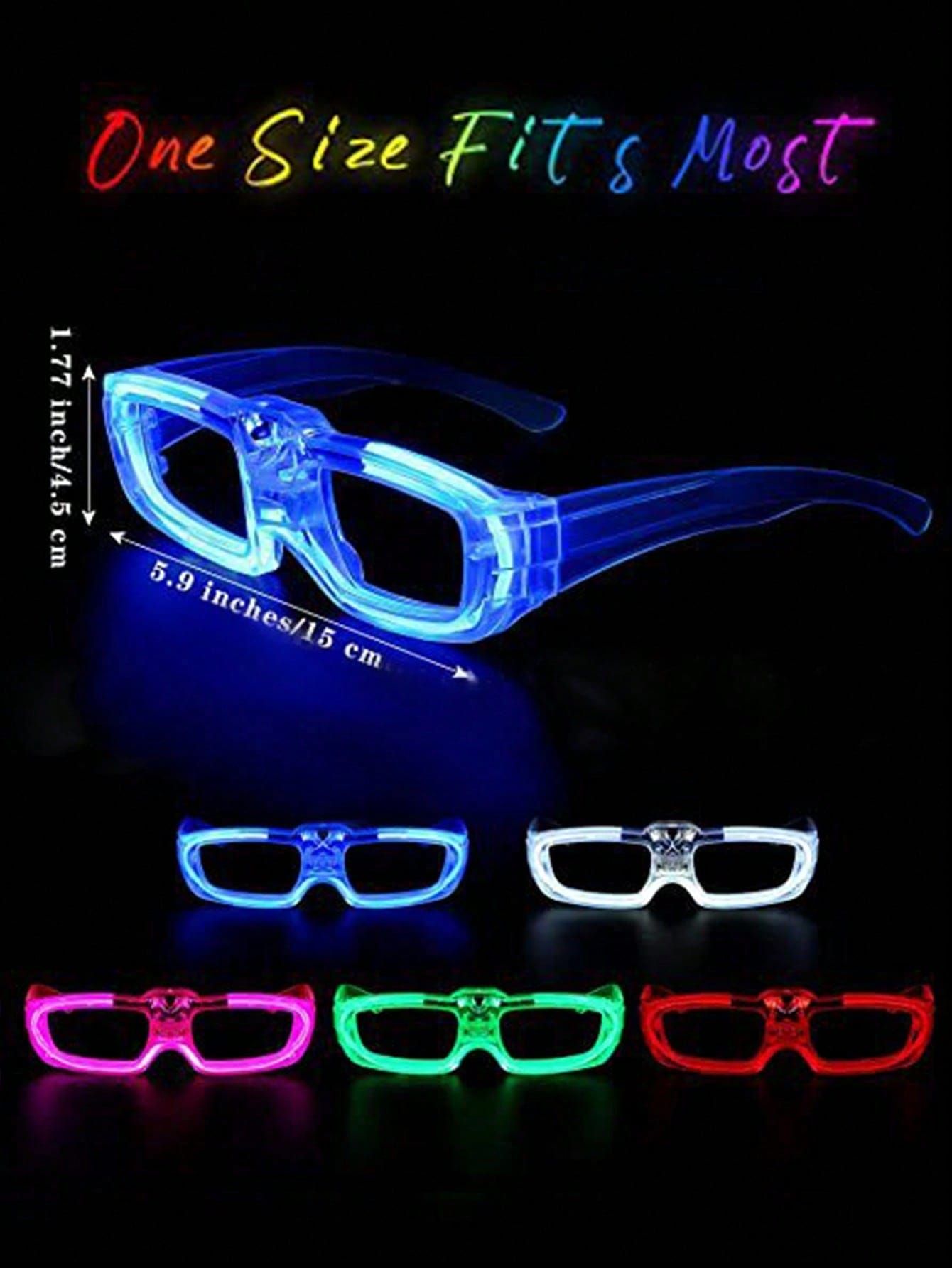 8Pcs LED Light Up Glasses – Assorted Colors view 2