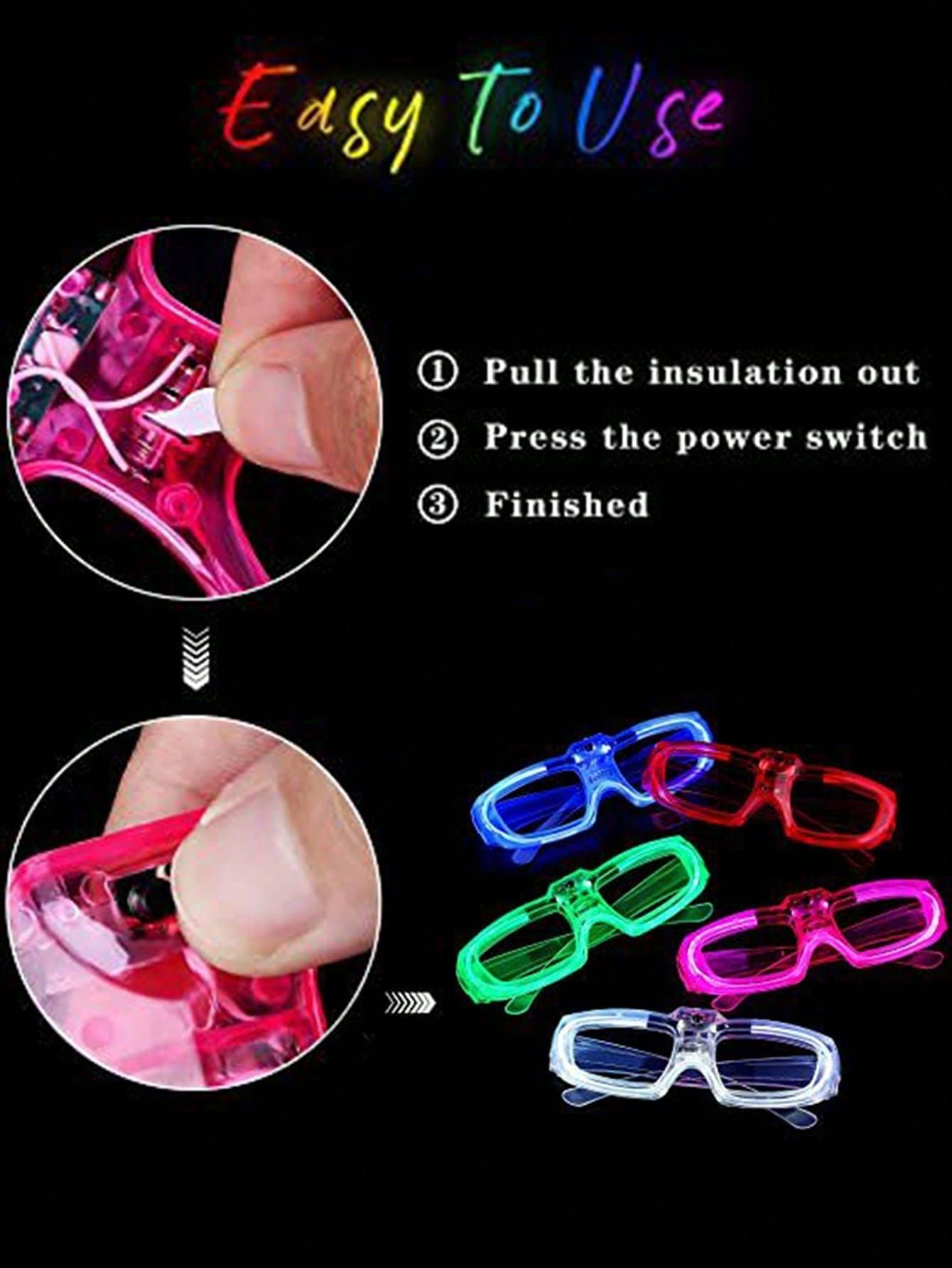 8Pcs LED Light Up Glasses – Assorted Colors view 3