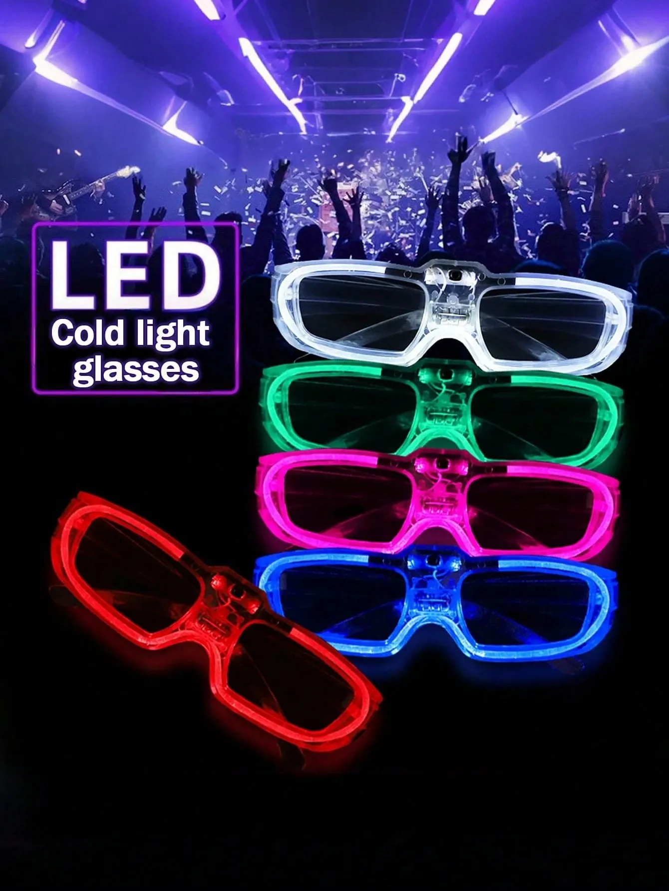 8Pcs LED Light Up Glasses – Assorted Colors view 4