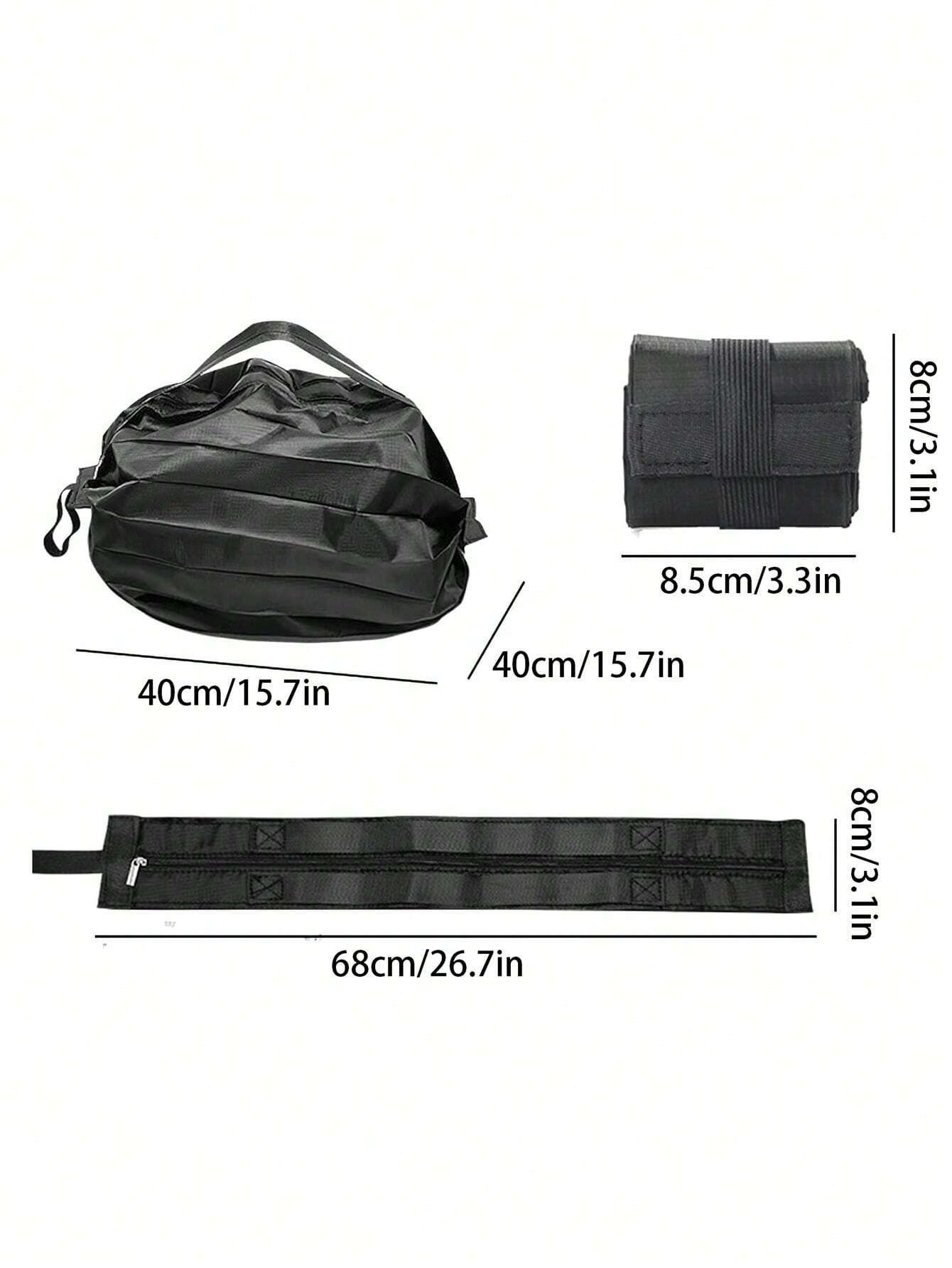 1PC Reusable Foldable Shopping Bag – Black Oxford Cloth Material view 2