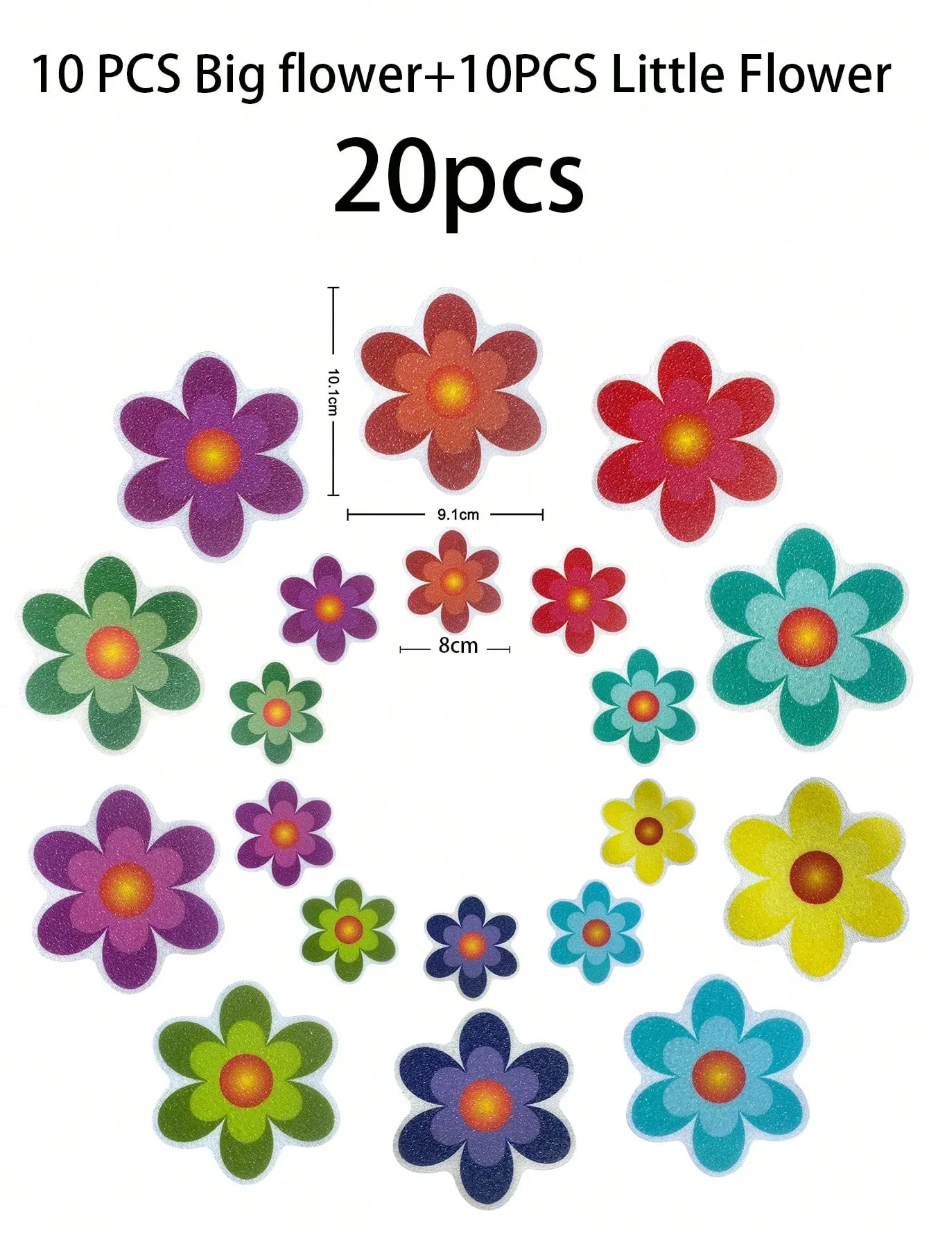 20Pcs Assorted Size Flower Shaped Non-Slip Bath Tub Stickers – Decorative & view 2