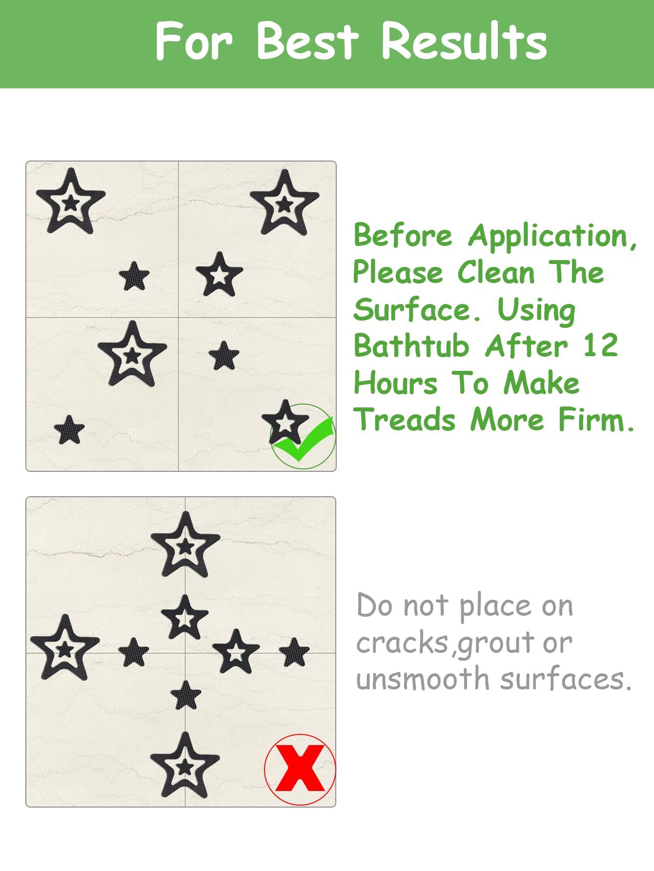20Pcs Star Pattern Anti-Slip Shower Stall Mat – Modern Black Star Print Tread view 4