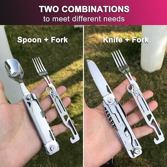 6 in 1 Detachable Camping Utensils Flatware Set view 3