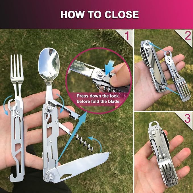 6 in 1 Detachable Camping Utensils Flatware Set view 5