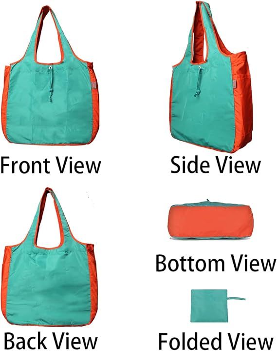 2 Pack Reusable Shopping Bags - 55LB Heavy Duty Foldable Grocery Tote Bags view 3