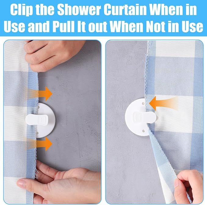 8 Pcs Shower Splash Guard Clip Shower Curtain Clips Windproof Self Adhesive view 3