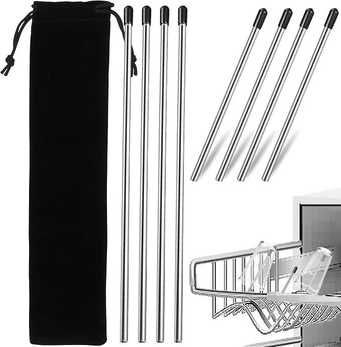 8-Piece Stainless Steel Dishwasher Insert Sticks with Protective Caps for