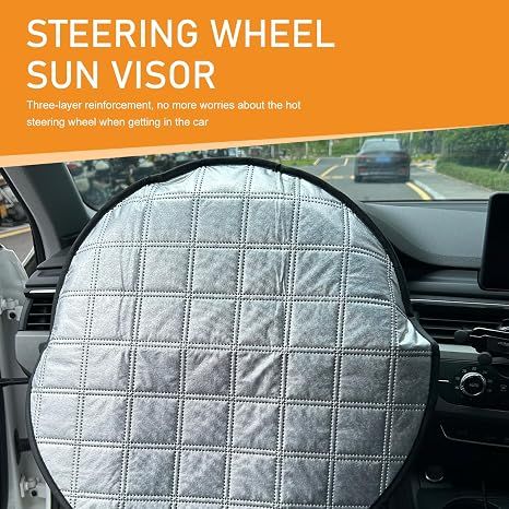 2Pcs Car Steering Wheel Cover Sun Shade view 4