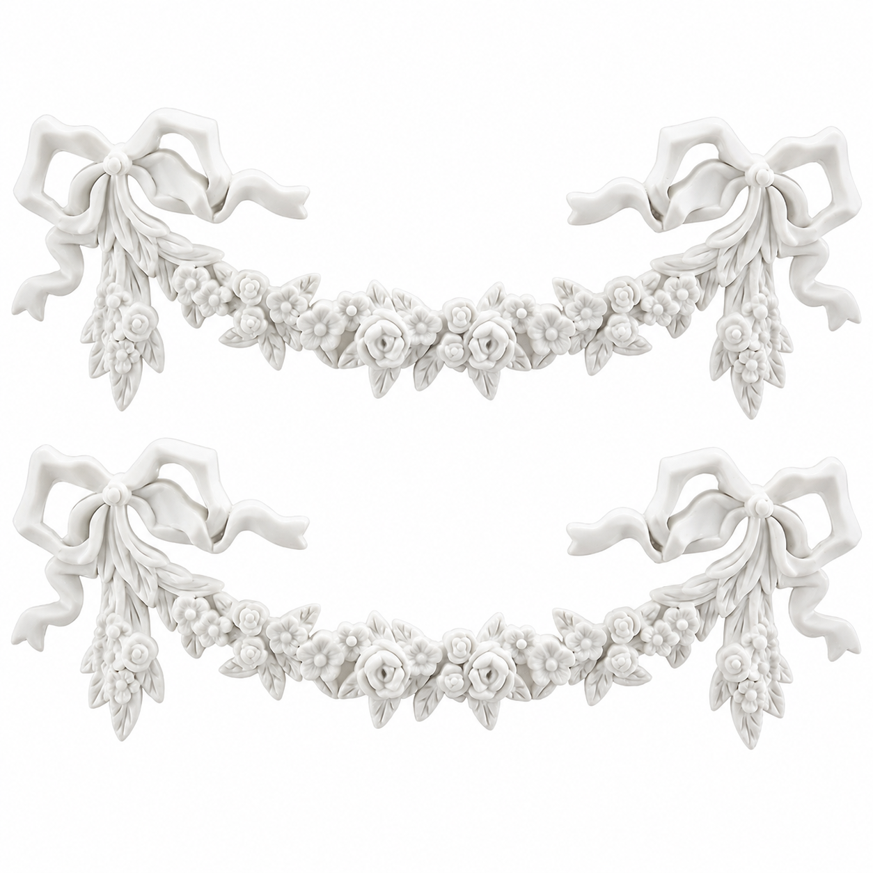 2 Pcs White PVC Rose Carved Appliques