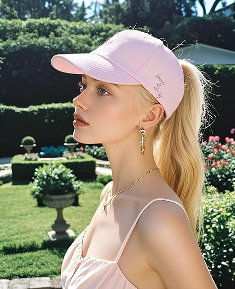 Heart Backless Baseball Hat for Women High Ponytail Baseball Cap Natural Curly view 4