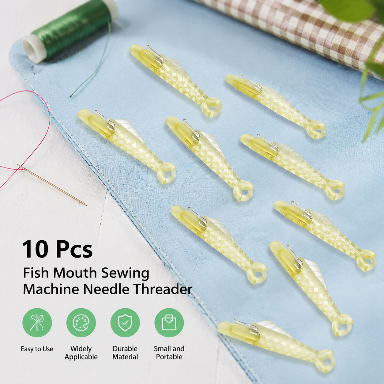 10 Pcs Fish Mouth Sewing Machine Needle Threader view 3
