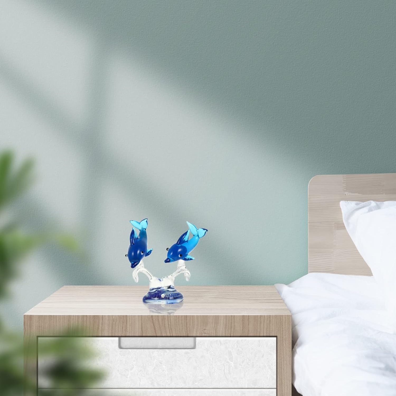Vintage Decor Glass Figurines Glass Dolphin Figurine Decorative Blue Dolphin — image 1