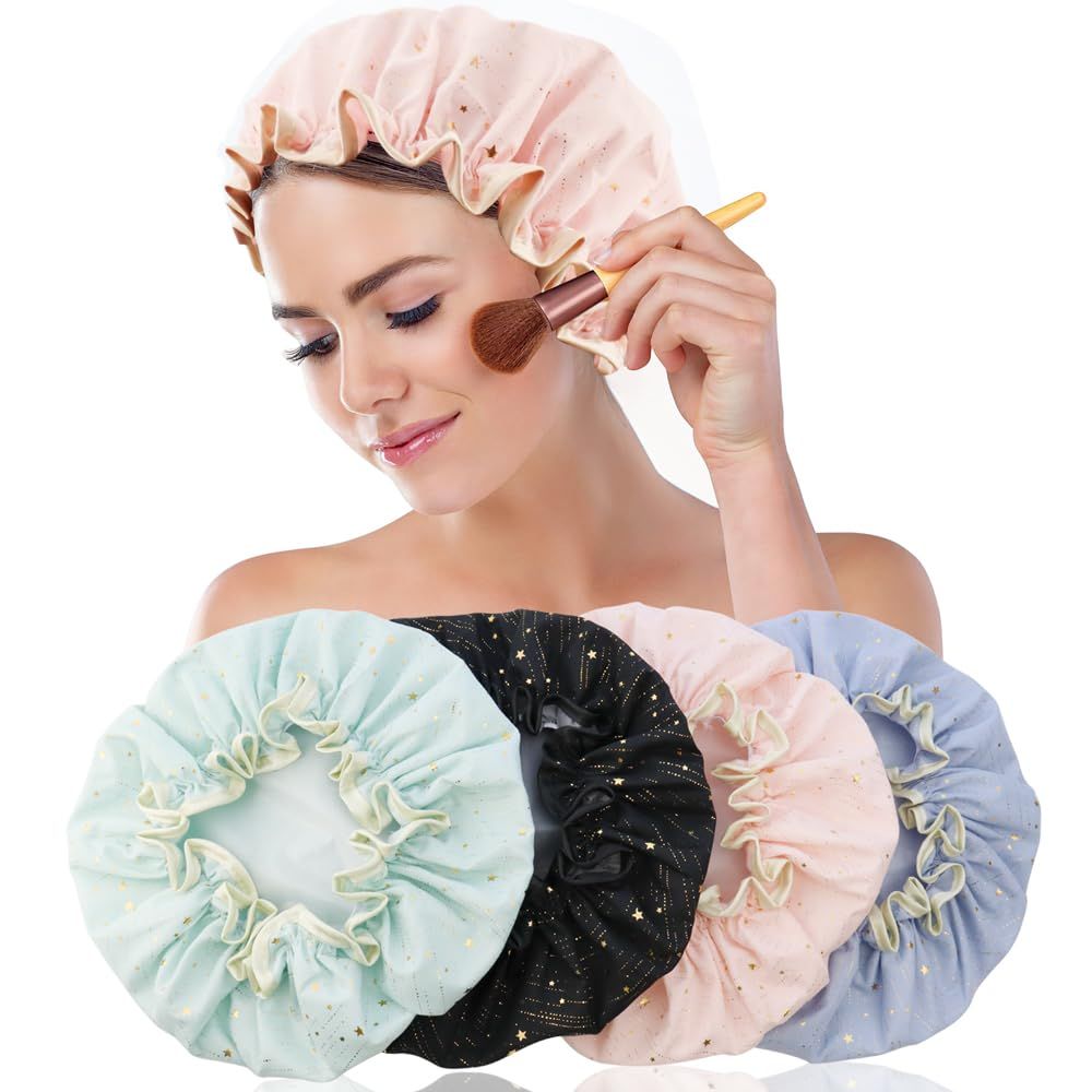4 Pieces Shower Caps for Women view 2