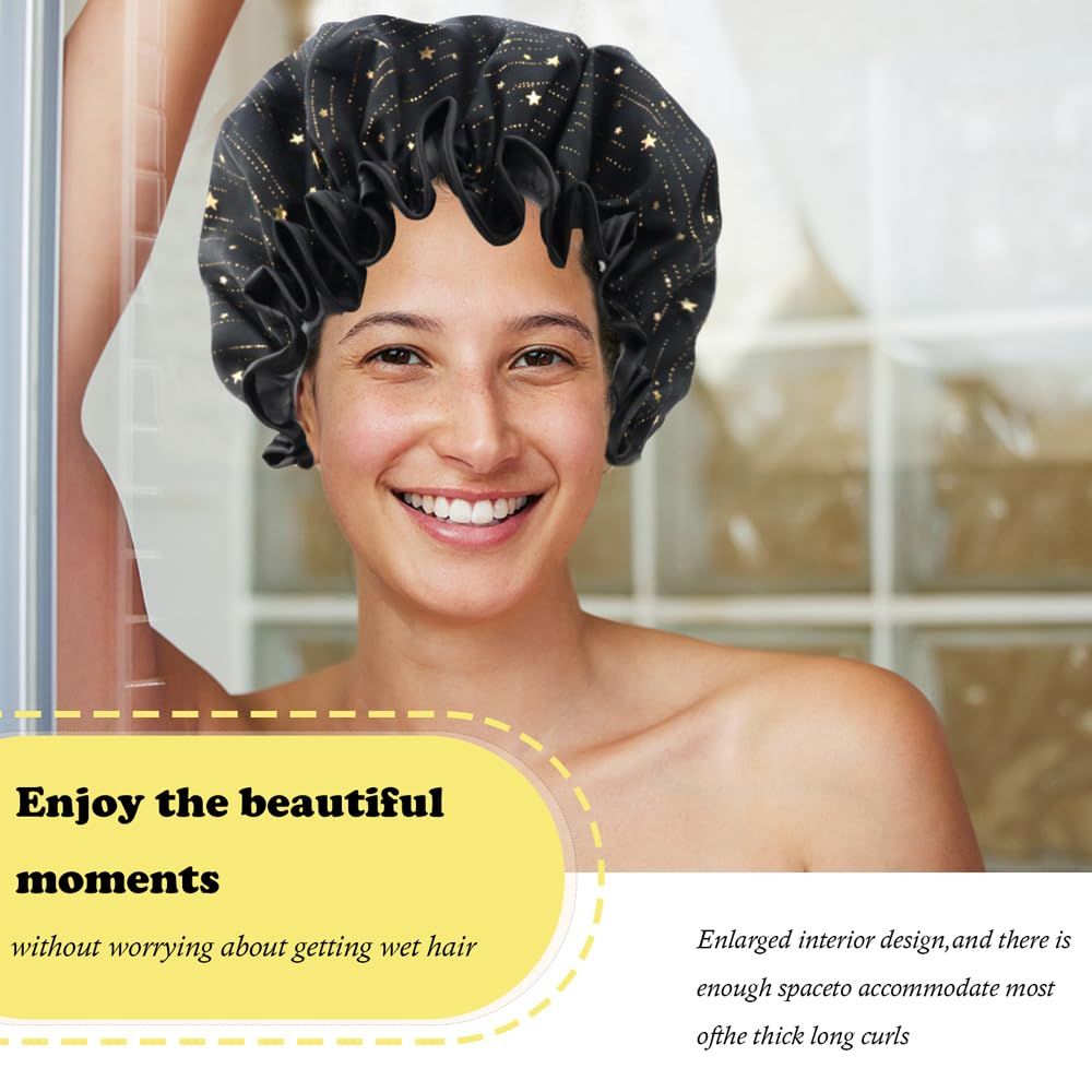 4 Pieces Shower Caps for Women view 3