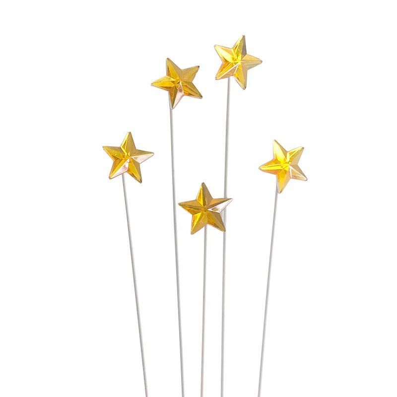 10PCS 3D Star Cake Toppers Golden & Silver Star Cupcake Topper Dessert Cake