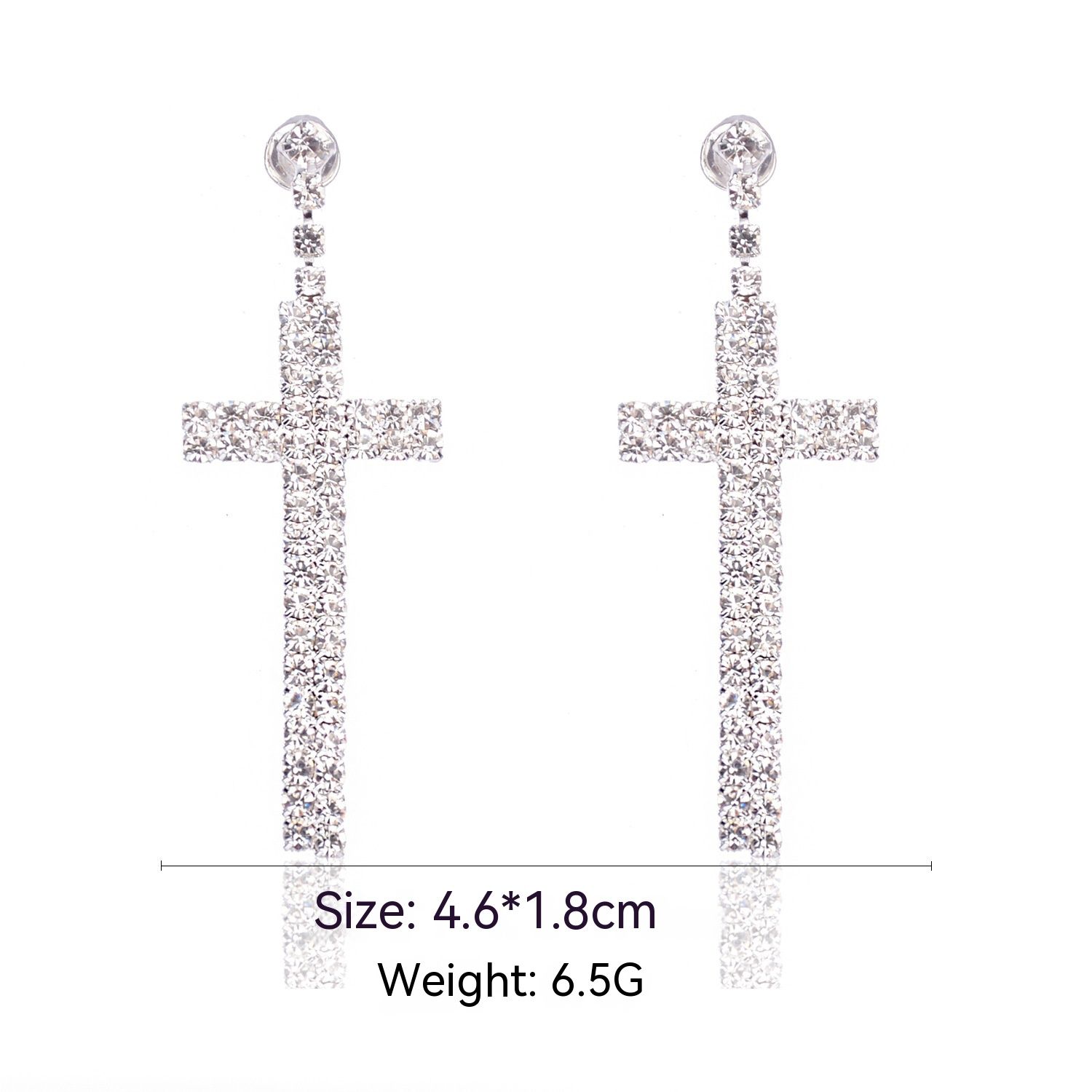Rhinestone Cross Dangle Stud Earrings for Women Girls Silver Plated Crystal view 2