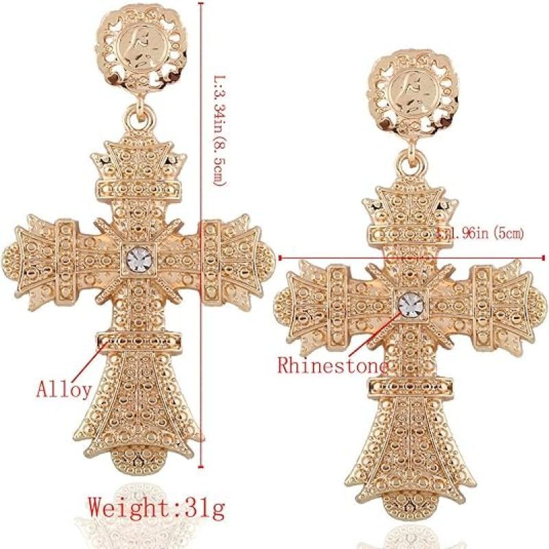 Big Cross Earrings,Color Baroque Drop Dangle Earrings for Women Teens Girls
