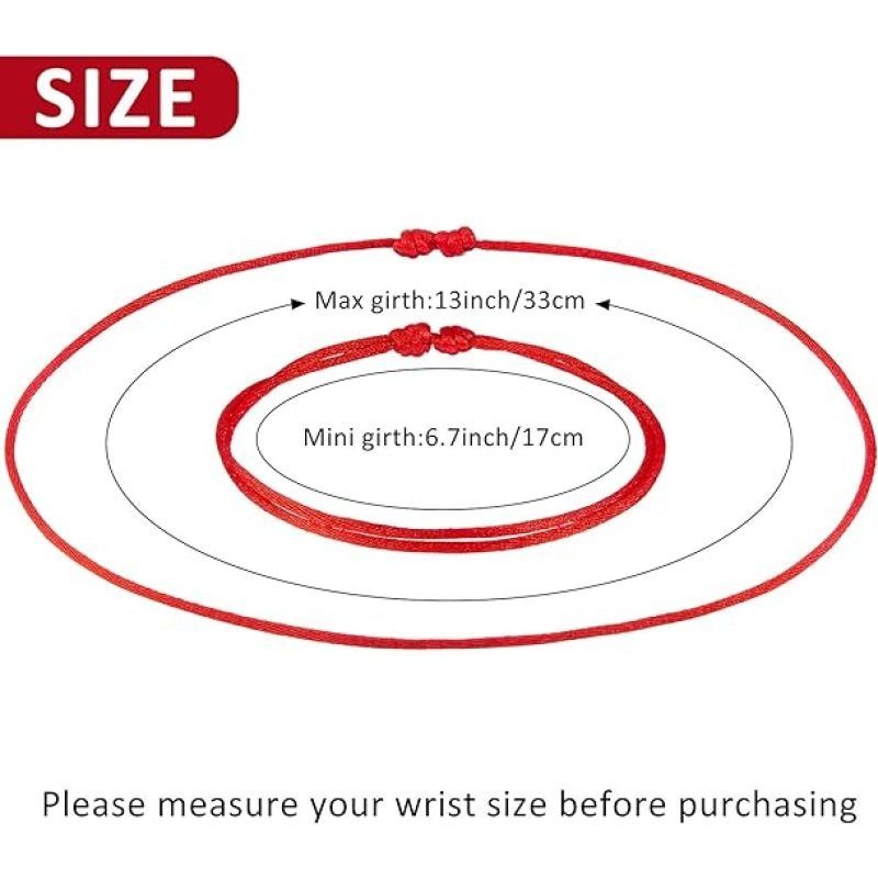 6 Pieces Red Bracelet Red Cord Bracelet Adjustable Red Knot String Bracelet