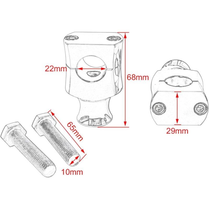 Universal 7/8" 22mm Bar Clamp Risers Taper Handlebar Dirt Bike Retro leading view 2