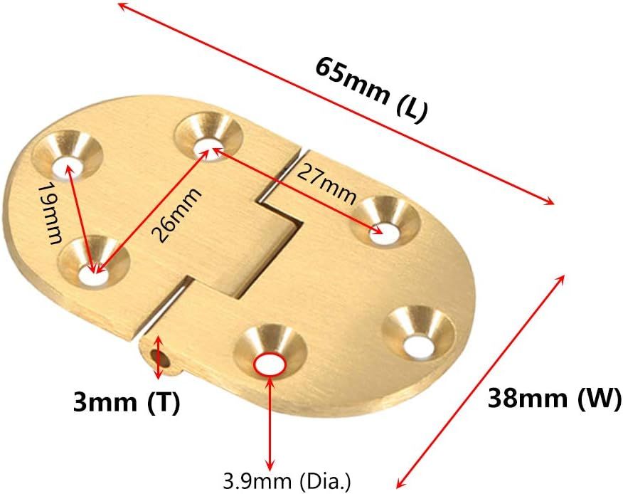 90 Degree Solid Brass Butler Tray Hinges (2pcs) Flip Top Hinge with Screws for