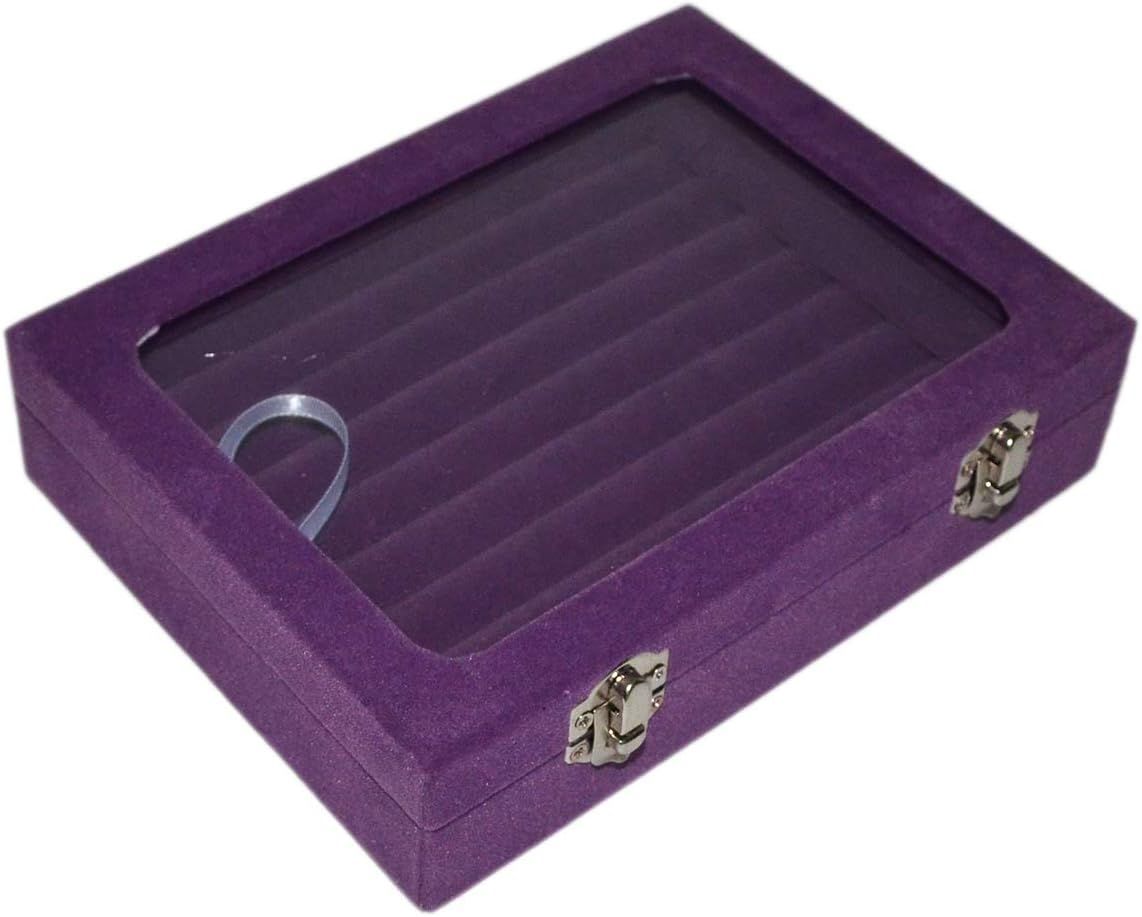 New Jewelry Ring Display Box Tray Holder Storage Box Organizer with Glass view 2