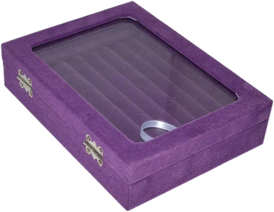 New Jewelry Ring Display Box Tray Holder Storage Box Organizer with Glass view 3