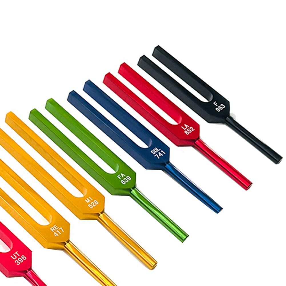 9 Piece Colorful Aluminum Alloy Tuning Forks Tuning Forks For Therapy view 4