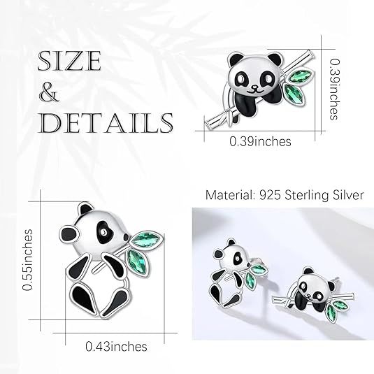 Stud Earrings for Women panda Stud pandaStud Gifts for Women Lightweight view 2