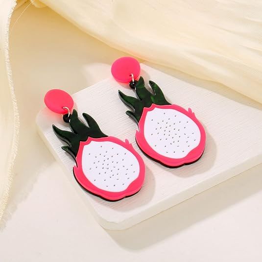 Cute Fruit Lemon pitaya Stud dangle Earrings Drop Earrings For Women Girls
