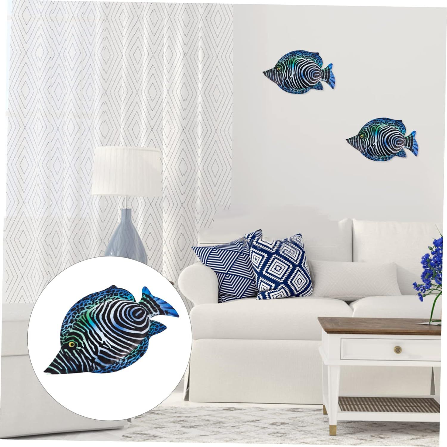 Wrought Iron Fish Wall Hanging Home Decoration House Accessories for Out Door view 2