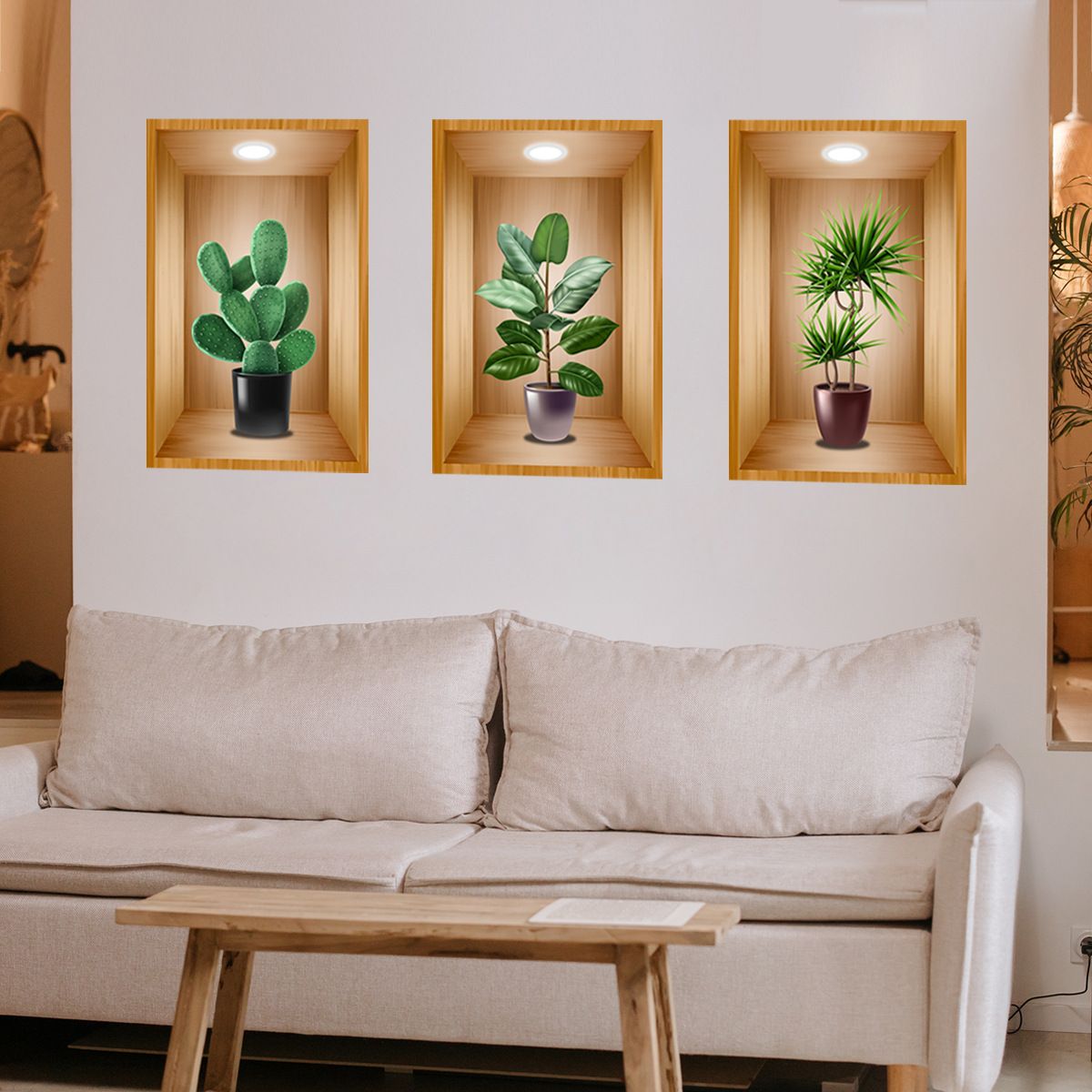 3 Pack 3D Green Plants Wall Decals — image 1
