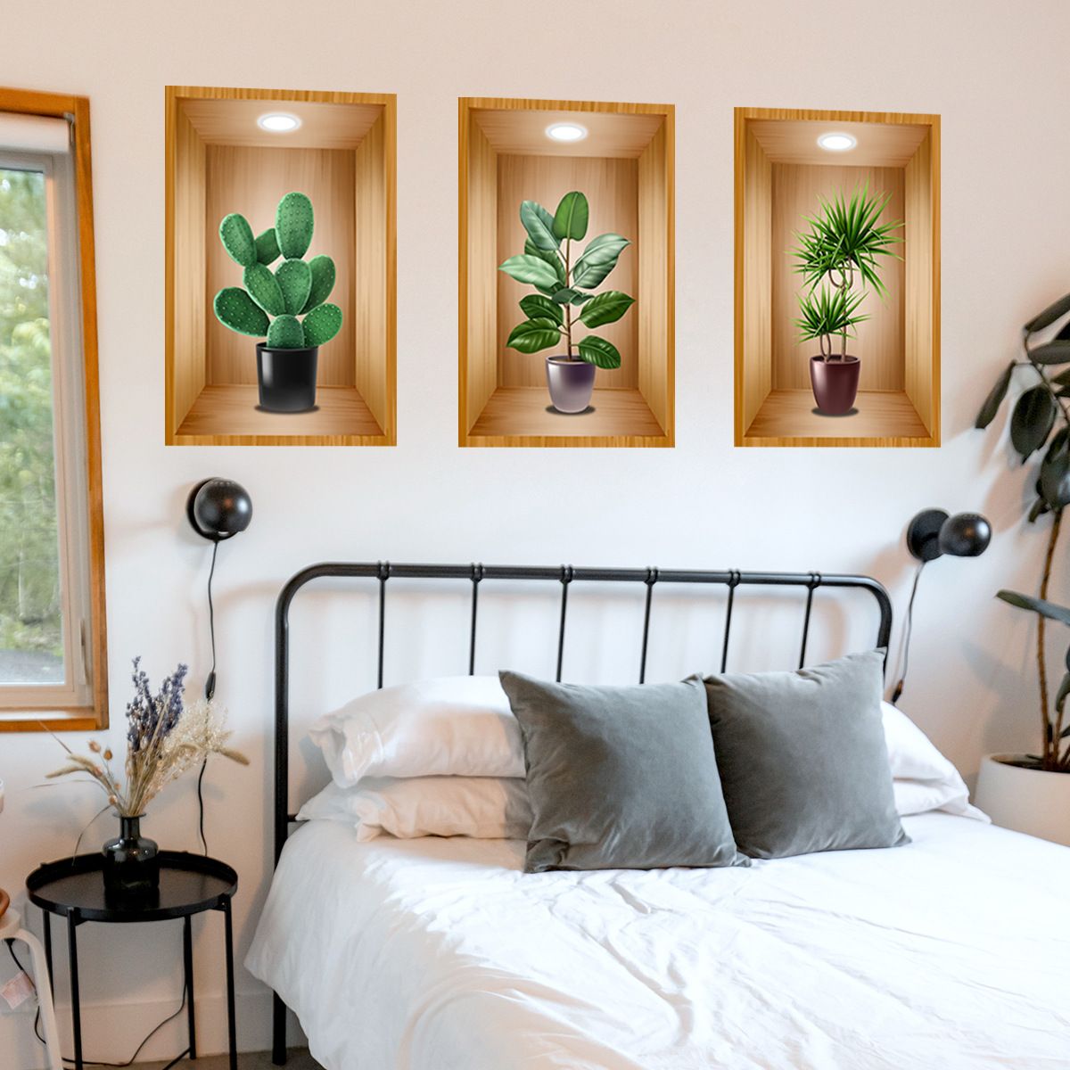3 Pack 3D Green Plants Wall Decals view 4