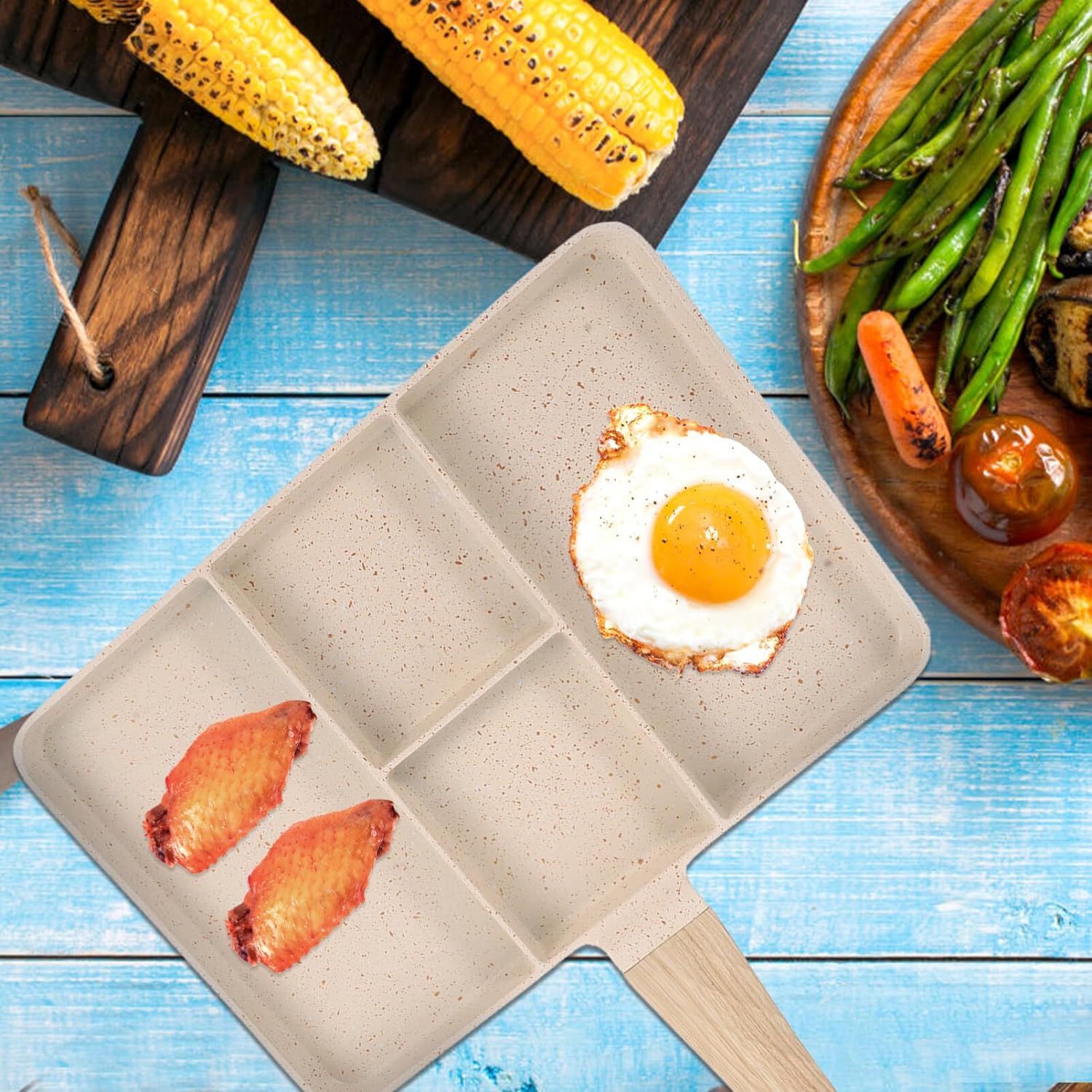 Nonstick Divided Breakfast Grill Pan for Stove Tops view 4