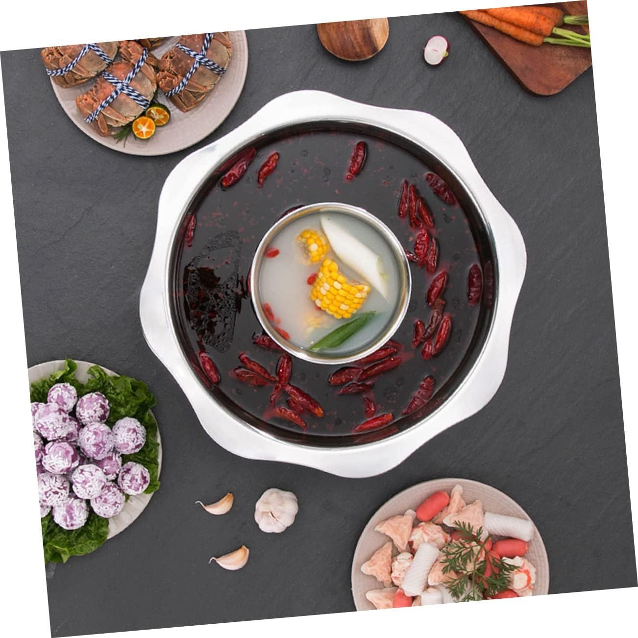 Stainless Steel Shabu Shabu Hot Pot Pot with Divider for Induction Cooktop Gas view 3