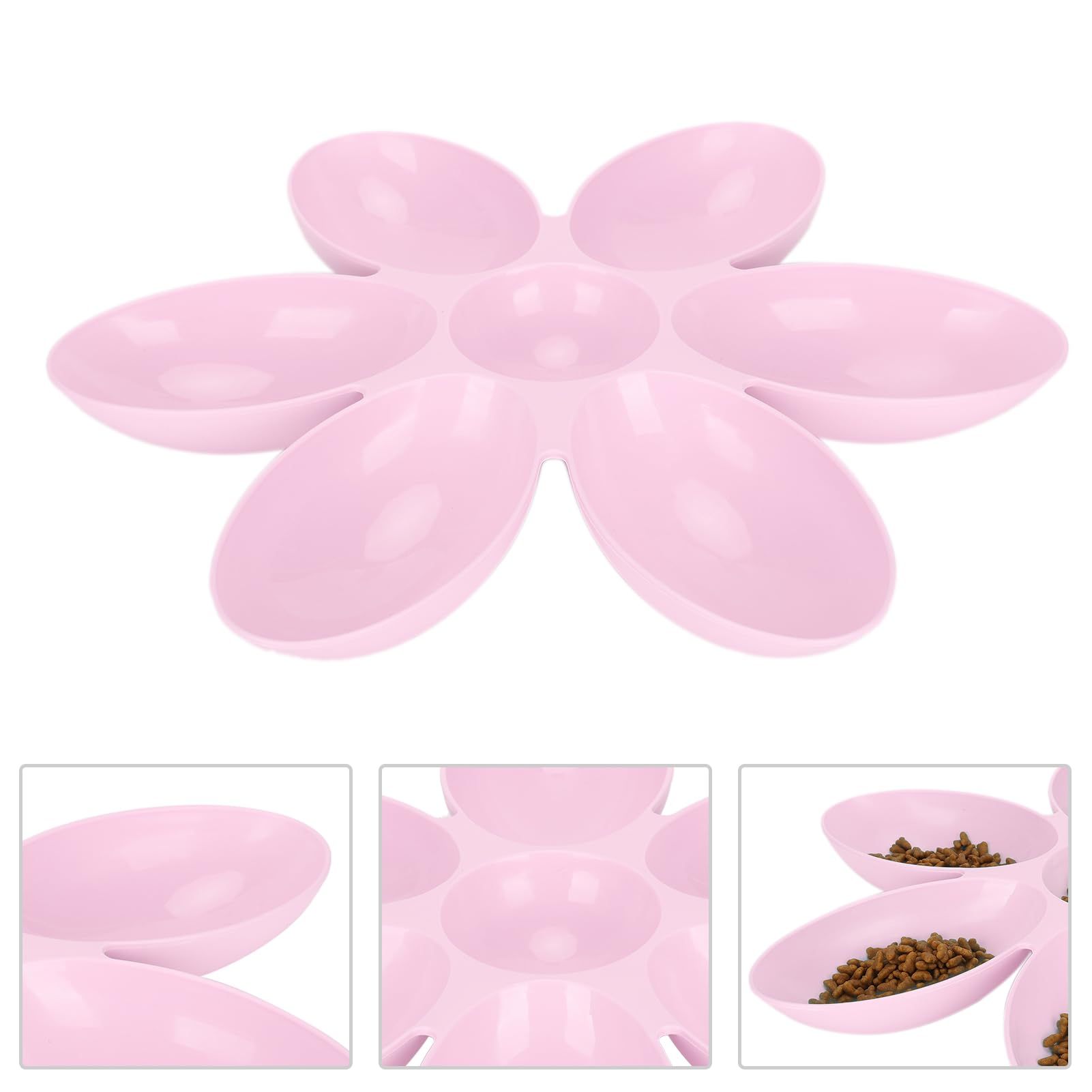 Cat Food Bowl, Cat Food Bowls Non Slip Food‑Grade Flower Petals Shaped 6 Grids view 3