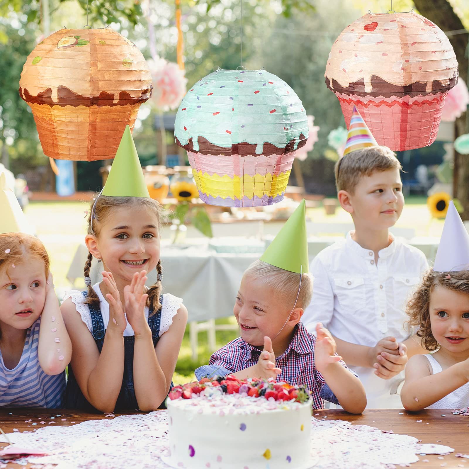12 Inches Cupcake Hanging Paper Lanterns Donut Hanging Paper Lanterns Party view 2