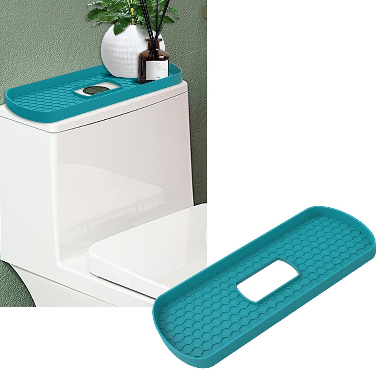 Toilet Tank Tray Topper Multi-Functional Hollow Anti-Slip Silicone Large Quick view 3