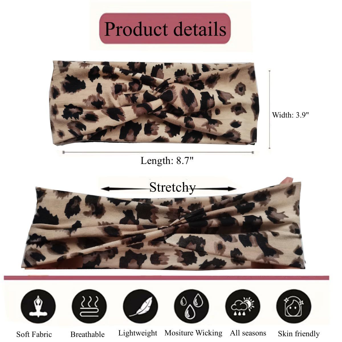 4Pcs Headbands for Women Boho Stretchy Fashion Headbands Fabric Twist Knotted