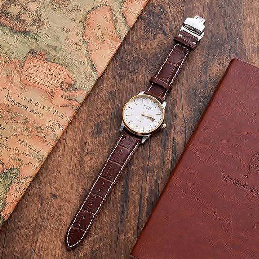 Watch Band with Deployment Clasp - Alligator Grain Leather Watch Strap 20mm view 4