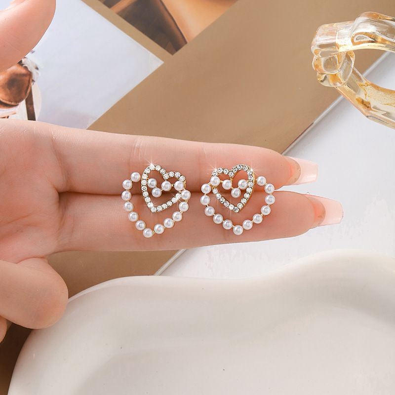 Pearl Hoop Earrings for Women Pearl Earring Big Circle Loop Earrings Fashion