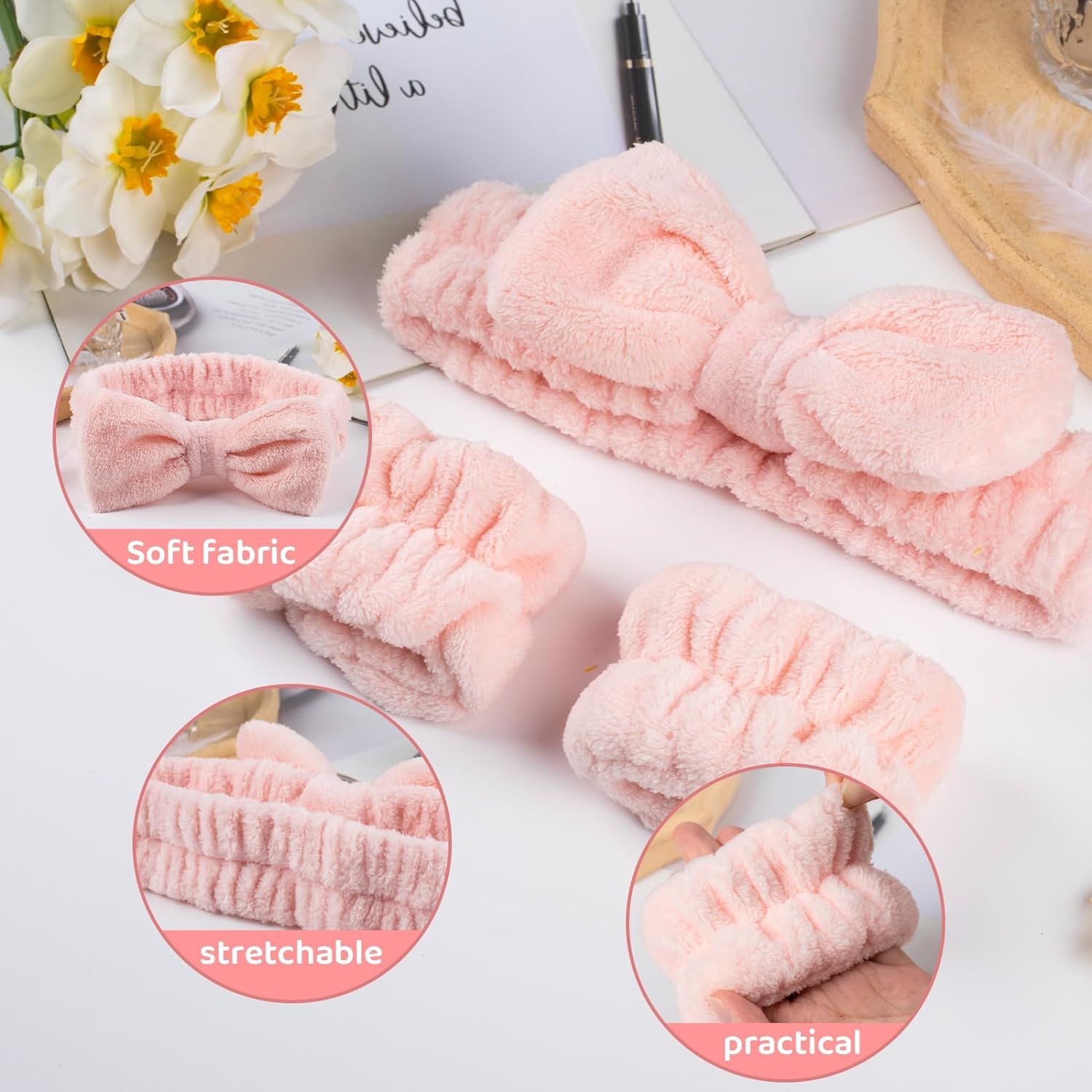 Microfiber Bowtie Headbands Facial Makeup Headband Cosmetic Bowknot Hairlace view 3